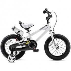 RoyalBaby Kids Bike Boys Girls Freestyle BMX Bicycle with Training Wheels Gifts for Children Bikes 12 Inch White