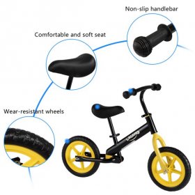 Elaydool 1pcs Kids Balance Bike Light And Strong Carbon Steel Bicyle Height Adjustable 33.8 x16.9 x 24 Inch Yellow