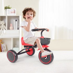 yohome Kid's Foldable Tricycle Adjustable Seat Storage Box for 2-5 Age Red