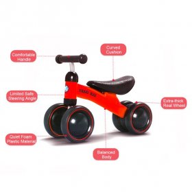 Goolrc YANG KAI Red Baby Balance Bike for 1-3 years old Boys and Girls with Safety Steering Limiter Red