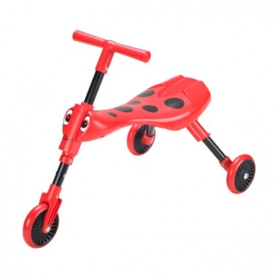 Scuttlebug Kid\'s Indoor and Outdoor Foldable 3-Wheel Trike Ride-On, Cherry Red Beetle Bicycle Scooter