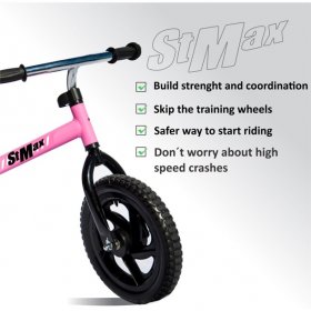 Stmax 12" Balance Bike Pink No Pedal Bicycle for Kids Boys Girls Foam Tire