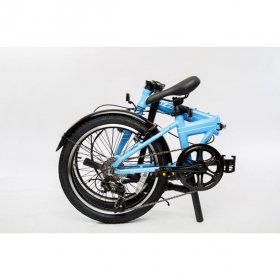 EuroMini 16012 Zizzo Via 26 lbs Lightweight Aluminum Frame Shimano 7-Speed Folding Bike, Sky Blue - 20 in.