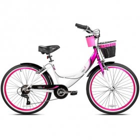 Susan G Komen 24" Multi-Speed Cruiser Girl's Bike, Pink/White/Black