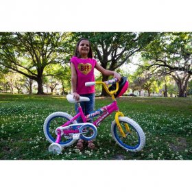 16" Magna Girls Firefly Bike with Handlebar Pad and Adjustable Training Wheels