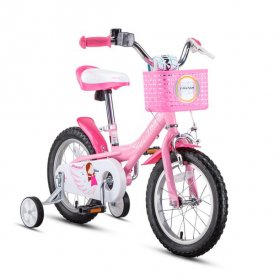 Lacyie Princess Kids Bike 14 Inch Girls Bike with Training Wheels Kids Bicycle for Toddlers and Children Front Basket