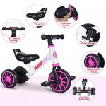 Peradix Peradix 3 in 1 Kids Tricycles for 12-48 Months Old, Three Wheels Toddlers Trike with Detachable Pedals, Toddler Tricycles Bike for First Birthday Gift, Baby Bike for 1 2 3 Years Old Boys Girls Trikes