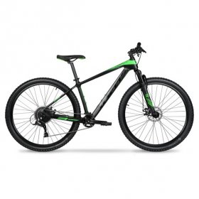 Hyper Bicycles 29in Men's Carbon Fiber Mountain Bike, Black/Green
