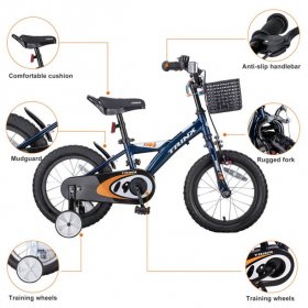 Hemousy Kids Bike for Boys and Girls, 14/16 inch with Training Wheels-Black