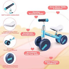 Yanshida Baby Balance Bike - Baby Walker Riding Toys for 12-36 Months 4 Wheels Carbon Steel Toddler First Bicycle Infant Children No Pedal Bike Birthday Gift for 1 2 3 Year Old Boys Girls