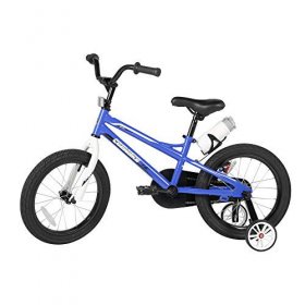 Sporty Kids Bike Stylish Boys and Girls Bikes Steel Frame 12-14-16-18-20 Inch with Training Wheels and Kickstand Water Bottle for Toddlers and Children Age 2-10 Height 31"-59" (12 inch Blue and White)
