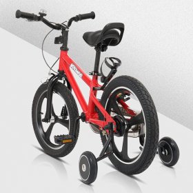 XGeek Kids Bike with Training Wheels for Boys Girls, Kids Bicycle with Handbrake and Rear Brake Kickstand Child's Bike, 16 Inch, Red