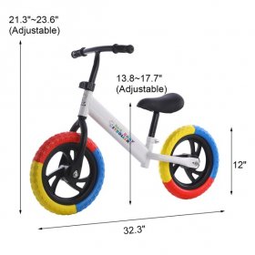 INSMA Insma Girls Boys Balance Bike for Toddlers and Kids, 12 inch Wheels for 2 Years and Up, Adjustable Seat, Multicolor