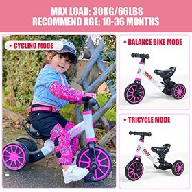 Peradix Peradix 3 in 1 Kids Tricycles for 12-48 Months Old, Three Wheels Toddlers Trike with Detachable Pedals, Toddler Tricycles Bike for First Birthday Gift, Baby Bike for 1 2 3 Years Old Boys Girls Trikes