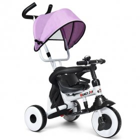 Gymax 4-In-1 Pink Kids Baby Stroller Tricycle Detachable Learning Toy Bike