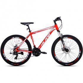 Hiland Mountain Bike 26 Inch Aluminum MTB Bicycle for Men with 16.5 Inch Frame Kickstand Disc Brake Suspension Fork CST Urban Commuter City Bicycle Red