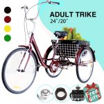 24" Adult Trike Tricycle 3-Wheel Bike w/Basket for Shopping, Double Wall Box, Shiny Red