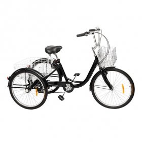 UBesGoo Adult Tricycle 24" Wheels, 7 Speed Men's Women's Bike, Black