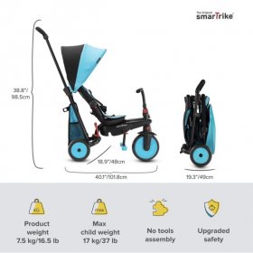 smarTrike STR3, 6-in-1 Folding Stroller Tricycle, 10M+, Blue