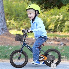 14" 16" Kids Bike Bicycle Boys & Girls Carbon Steel Safety with Training Wheels Disk Brake