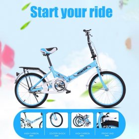 WMHOK Blue Folding 20in Adult Students Ultra-Light Portable Women's City Mountain Cycling