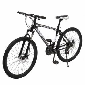 26 inch Mountain Bike, Camping Survivals 21 Speed Bicycle with Suspension Fork, Anti-Slip Dual-Disc Brake, High Carbon Steel Frame, Road Offroad City Bike for Women Men Adult