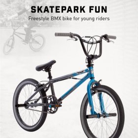 Mongoose Mode 100 Freestyle BMX Bike, 20-inch wheels, single speed, Blue / Grey