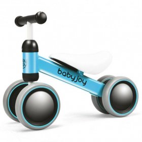 Costway 4 Wheels No-Pedal Baby Balance Bike-Blue