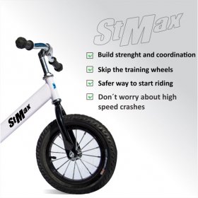 Stmax 12" Balance Bike White No Pedal Bicycle Kids Girls Boys Foam Tire