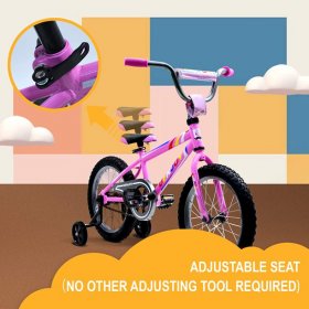 Uenjoy Uenjoy 16" Kids Bike with Detachable Training Wheels,Capacity Weight 176 Pounds,Adjustable PU Seat,Cute Owl Pattern,Best Gift for 4-7 Years Old Boys&Girls,Easy to Assemble,Pink