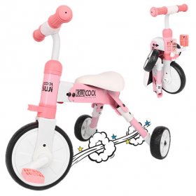 Yotoy 2-in-1 Foldable Children's Tricycle, Toddler Tricycle For Children Aged 2 3 4