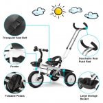 Kids' Tricycles for 1-5 Years Old, Toddler Bicycle, Stroller Tricycle Walker With Retractable Push Handle,Safe Belt & 2 Storage baskets