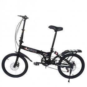 WMHOK Black 20in 7-speed city folding compact suspension bike city commuters