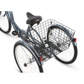 Schwinn Meridian Adult Tricycle, 26-inch wheels, rear storage basket, Silver