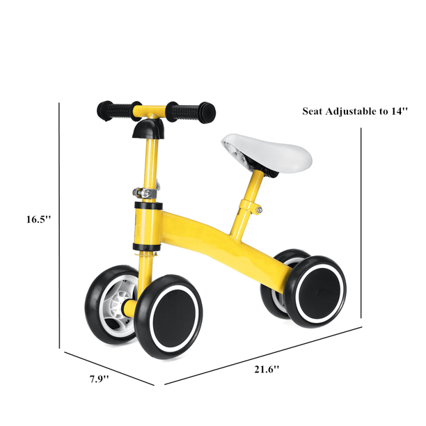 S-morebuy Baby Balance Bike Balance Bike for Kids 4 Wheels Adjustable Seat Height Balance No Pedal for 1-3 Year Old Kids